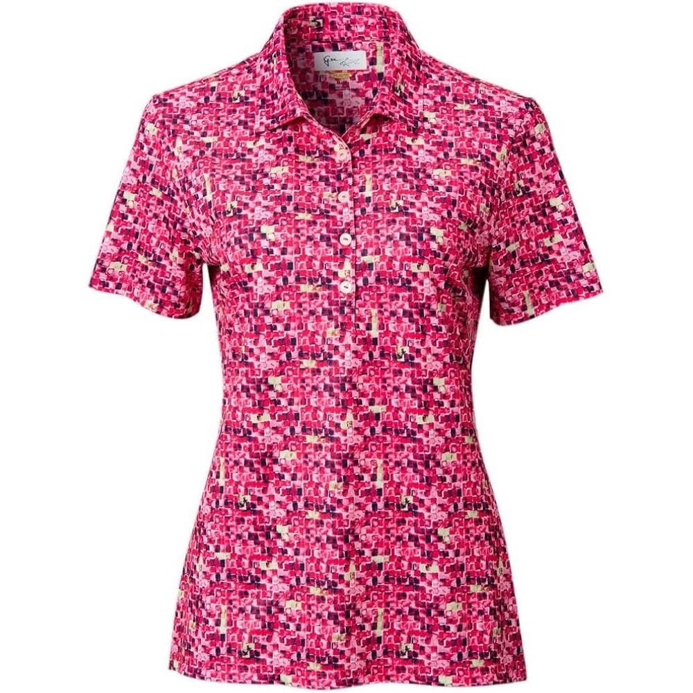 Greg Norman Pink Abstract Short Sleeve Polo Medium NWT Golf Activewear